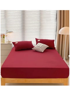 اشتري Plain Fitted Sheet Set of 3 for Hotels Homes Touristic Villages Maroon في مصر