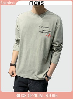 Buy Men's Basic Slim Fit Shirt Long Sleeve Basic T-Shirt Printed Casual Top in UAE