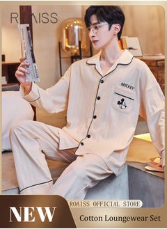 Buy Couple Pajamas Set Long Sleeves Sleepwear for Men and Women Cute Plus Size Loungewear Spring and Autumn Home Clothes Gift for Boyfriend Girlfriend Husband Wife in UAE