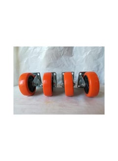 Buy 4-inch wheel set consists of 4 pieces without brake Teflon orange color in Egypt