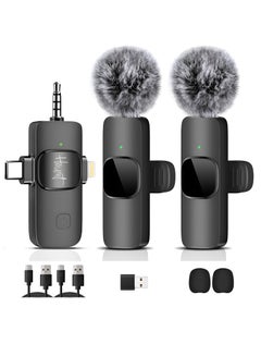 Buy Wireless Microphone For iPhone and Android- Wireless Lavalier Microphone for iPhone Laptop Computer Android Phone Camera – 3 in 1 Microphone Podcast Wireless for Video Recording TikTok Youtube in UAE