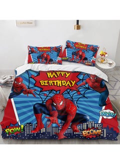 اشتري Cartoon Spider-Man pattern bedding three-piece set of soft microfiber polyester sheets including quilt cover and two pillowcases (size 150cmX200cm) في السعودية