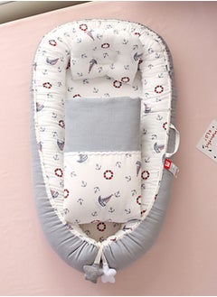 Buy Portable foldable Baby crib with comforter and pillow - Grey in Saudi Arabia