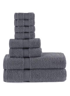 Buy COMFY 8 PIECE TOWEL SET CHARCOAL GREY HOTEL QUALITY in UAE