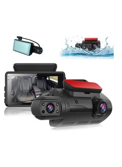 Buy Dash Cam Front and Inside 1080P Dual Dash Camera for Cars 3 Inch Full HD 110° Wide Angle Car Dashboard Camera with/Infrared Night Vision, G-Sensor, Parking Monitor, Loop Recording, Motion Detection in UAE