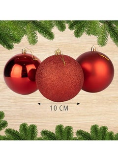 Buy Shatchi 10Cm/6Pcs Christmas Baubles Shatterproof Red, Christmas Tree Decorations Ball Ornaments Balls Xmas Hanging Decorations Holiday Decor - Shiny,Matte,Glitter in Egypt