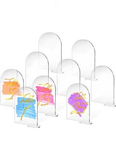 Buy 10 Sets Clear Arch Acrylic Sign with Stand Blank Arched Round Top Acrylic Sheet DIY Acrylic Arch Table Numbers for Wedding Stand Holder Arched Signs Events Parties Centerpieces Decor (4 x 6 Inch) in Saudi Arabia