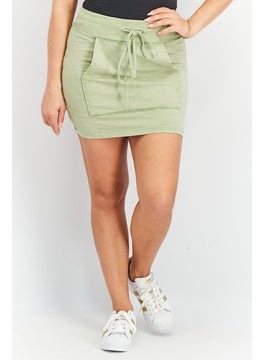 اشتري Women Washed Drawstring Mini Skirt, Green في السعودية