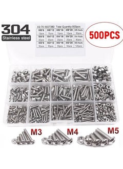 Buy 500 Pieces 304 Stainless Steel M3/M4/M5 Bolt Matching Nut Combination Set Hex Bolt Screw Fastener in Saudi Arabia