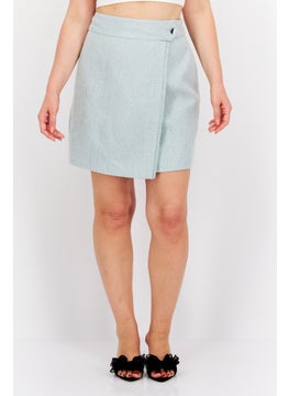 Buy Women Textured Mini Skirt, Mint Green/White in UAE