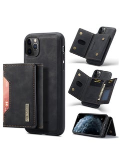 Buy CaseMe Wallet Case for iPhone 11 Pro MAX DGMING Premium Leather Phone Case Back Cover Magnetic Detachable with Trifold Wallet Card Holder Pocket - Black in Egypt