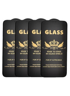 Buy G-Power 9H Tempered Glass Screen Protector Premium With Anti Scratch Layer And High Transparency For Iphone 12 Pro Max Set Of 4 Pack 6.7" - Black in Egypt