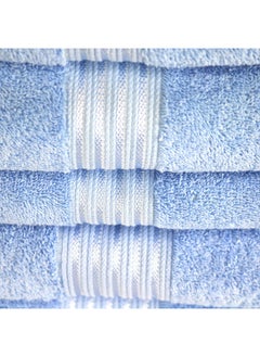 Buy 10 Pcs Events Dyed Towel set 550 GSM 100% Cotton Terry Viscose Border 2 Bath Towel (75x145) cm 2 Hand Towel (50x90) cm 6 Face Towel (33x33) cm Premiun Look Luxury Feel Extremely Absorbent Blue Color in UAE