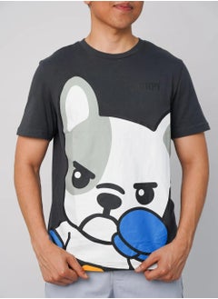 Buy Men’s Fight Panda Printed Crew Neck Casual T-Shirt in Cement in UAE