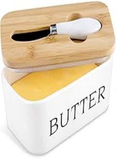 Buy Large Butter Dishes with Lid Ceramics Butter Keeper Container with Knife Top-Quality Silicone Sealing Butter Dishes with Bamboo Cover Good Kitchen Gift in Egypt