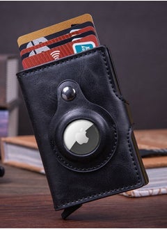 Buy Rfid Card Holder Men's Wallet Small Leather Ultra-Thin Wallet Airtag Air Tag Mini Wallet in Saudi Arabia