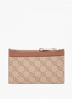 اشتري Monogram Print Cardholder with Zip Closure في الامارات