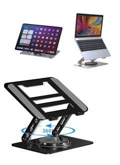 Buy Laptop Stand for Desk with 360° Rotating Base, Multi-Angle Adjustable Laptop Stands, Foldable Laptop Riser Compatible with 10 to 15.6 Inches PC Computer in UAE