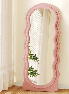 اشتري ig Waves Mirror Full Length Mirror Leaning Against Wall Large Irregular Bedroom Mirror Floor Mirror Dressing Mirror Wall Mounted Mirror Pink Colour Size H180xW80cm في الامارات