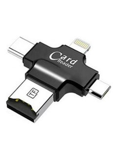 Buy 4 In 1 Micro Usb, Ios, Type C Otg Micro Sd Tf Card Reader For Android And Ios Black in UAE