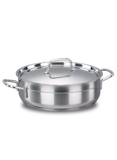 Buy Alpha Stainless Steel Low Cooking Pot 26CM Silver With 5 Induction Layers Bottom in Saudi Arabia