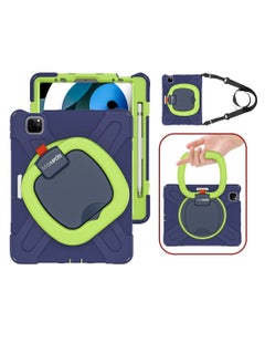 Buy Moxedo Shockproof Rugged Protective Colorful Case with 360 Rotating Kickstand , Shoulder Strap , Pen Holder for Kids Compatible for Apple iPad Air4/Air5 10.9 / Pro 11 2018/2020/2021 - Navy Blue/Lime in UAE