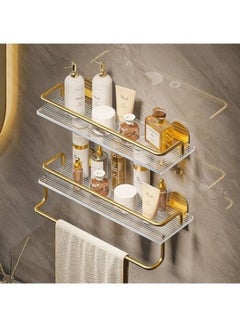 اشتري Gold Wall Mounted Bathroom  Shelves with Towel Rack في السعودية