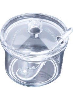 Buy Acrylic Chinese Sugar Bowl With Spoon Clear 7x7x8cm in Saudi Arabia