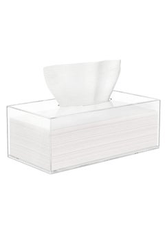 اشتري Tissue Dispenser Box Cover Holder Clear Acrylic Rectangle Napkin Organiser For Bathroom, Kitchen And Office Room في الامارات