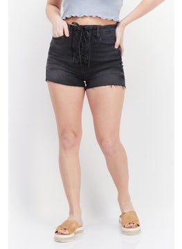 Buy Women Solid Denim Shorts, Black in UAE