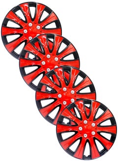 Buy EMTC Taiwan Wheel Cover Pack of 4 | 14" Inch | EM-3140 Black Red 2 Universal Nested Style in UAE
