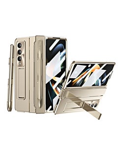 Buy For Samsung Galaxy Z Fold 3 Case with S Pen & Pen Holder, One-Piece Design Z Fold 3 Case with Hinge Protection Built-in Screen Protector Kickstand All-Inclusive Slim PC Case for Z Fold 3 Gold in UAE
