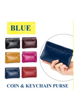 Buy 1 Piece Mini PU Leather Coins Purse Changes and Cards Holder Squeeze Small Pouch Blue in UAE