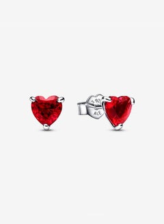 Buy Pandora Timeless cubic zirconia women's 925 silver red heart-shaped earrings 292549C01 in UAE