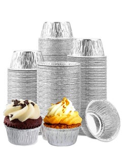 Buy 100PC Aluminum Foil Disposable Cupcake Muffin Baking cups Aluminum Baking Cups Egg Tart Liners for Baking Cupcake Pudding Muffin Crème Brulee 4oz in UAE