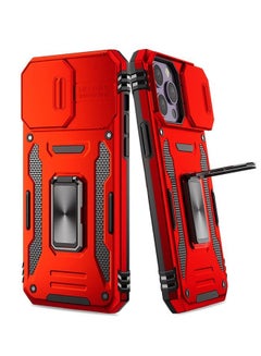 Buy iPhone 14 Pro Max Case with Slide Camera Cover, 360 Full Body Coverage Shockproof Phone Cover with Ring Kickstand, Four Corners with Anti -Fall Airbag Shockproof iPhone Cover 6.7Inch (Red) in Saudi Arabia