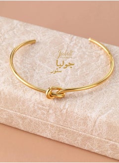 اشتري Stainless Steel Cuff Bangle Gold Bracelets for Women | Tie The Knot Love Bracelet for Bridesmaid Gifts | 18K Gold Plated, Adjustable Best Friend Bracelets By Julia Store في مصر