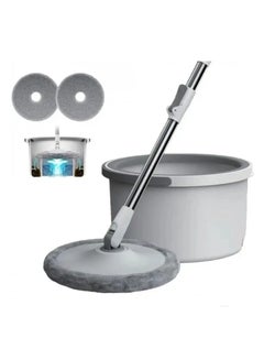 اشتري Bucket Quick Spin Mop with 2 Microfiber Wet Dry Mophead Floor Cleaning pocha Extendable Handle Removable Wringer 360° Floor Cleaner Mopping Set Reversible في الامارات