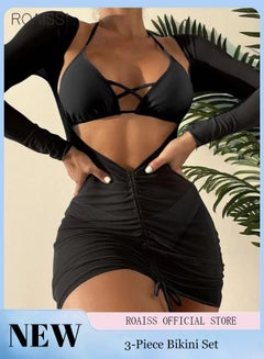 Buy 3 Piece Tankini Bikini Set Women'S Beach Swimsuit Set With Adjustable Bra And High Waist Swim Bottoms And Sun Protective Cover Up in UAE
