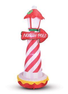 اشتري Mad Toys 6 Ft Inflatable Festive "North Pole" Marker Outdoor Decoration, LED Light Up Xmas Yard Giant Blow Up Santa with Santa Bag Indoor Home Garden Family Prop Holiday Decorations في الامارات