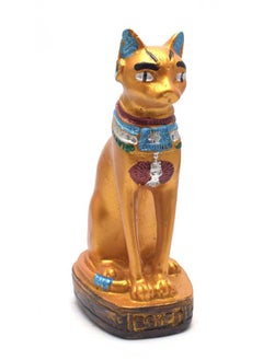 Buy pharaonic Decorative Egyptian Cat Bastet Statue ancient Egyptian souvenirs gifts handmade Home decor collectibles Sculptures  (Wide - Golden Multicolor - 9 CM Long) in Egypt