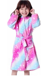 Buy Baby Girls Unicorn Design Bathrobes Hooded Nightgown Soft Fluffy Bathrobes Sleepwear For Baby Girls(8Y-9Y) in UAE