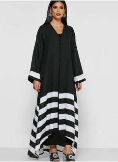 Buy Striped Asymmetric Abaya in UAE