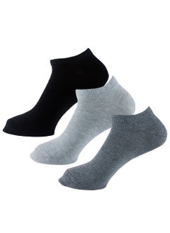 Buy Sam Socks Set Of 3 Ankle Plain Socks Men (Blk-L.Gry-D.Gry) in Egypt