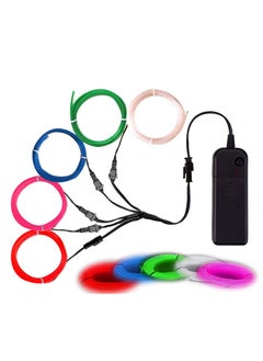 Buy EL Wire, Portable Noise Reduction Neon Light 5 in 1 Meter, Electroluminescent Wire for Halloween Decoration, Christmas Party, DIY Decoration (Red, White, Blue, Green, Pink) in Saudi Arabia