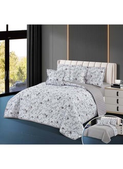 Buy Hours comforter set with durable and soft fabric, double-sided floral print, 6 pieces, king size in Saudi Arabia