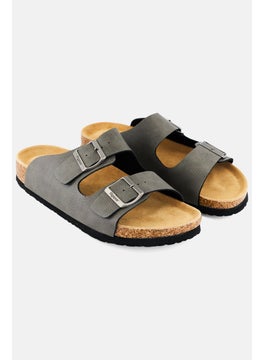 اشتري Men Buckle Slip On Cork Sandals, Grey في السعودية