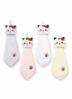 Buy Cute Hand Towels, 4 Pack Bathroom Towels with Hanging Loop Children Animals Hand Towel, Microfiber Coral Fleece Absorbent Hand Towel for Kitchen Bathroom Bedroom in Saudi Arabia