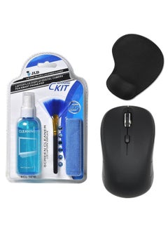 اشتري GF-2910 Wireless Optical Mouse Mouse Pad and Cleaning Kit Combo في الامارات