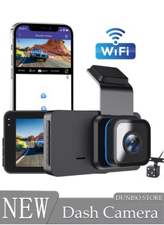 اشتري Dash Cam Front Rear, Dash Cam 2K 1296P WiFi Car Camera with IPS Screen, Built-in Wi-Fi GPS, Night Vision, 170°Wide Angle, WDR, 24 Hours Parking Monitor, Loop Recording في الامارات